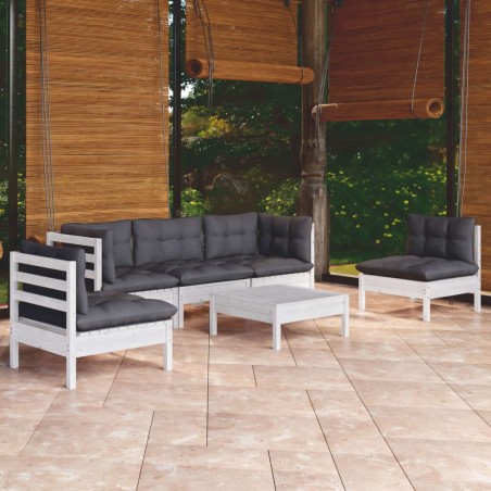 vidaXL Muebles de jardín 6 pzas con cojines madera maciza de pino