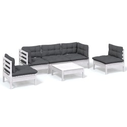 vidaXL Muebles de jardín 6 pzas con cojines madera maciza de pino