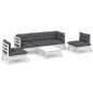 vidaXL Muebles de jardín 6 pzas con cojines madera maciza de pino vidaXL Muebles de jardín 6 pzas con cojines madera maciza de pino