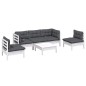 vidaXL Muebles de jardín 6 pzas con cojines madera maciza de pino vidaXL Muebles de jardín 6 pzas con cojines madera maciza de pino