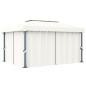 vidaXL Cenador con cortina blanco crema aluminio 4x3 m