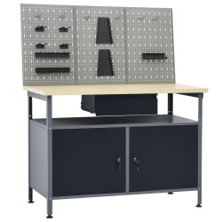 vidaXL Banco de trabajo con tres paneles de pared