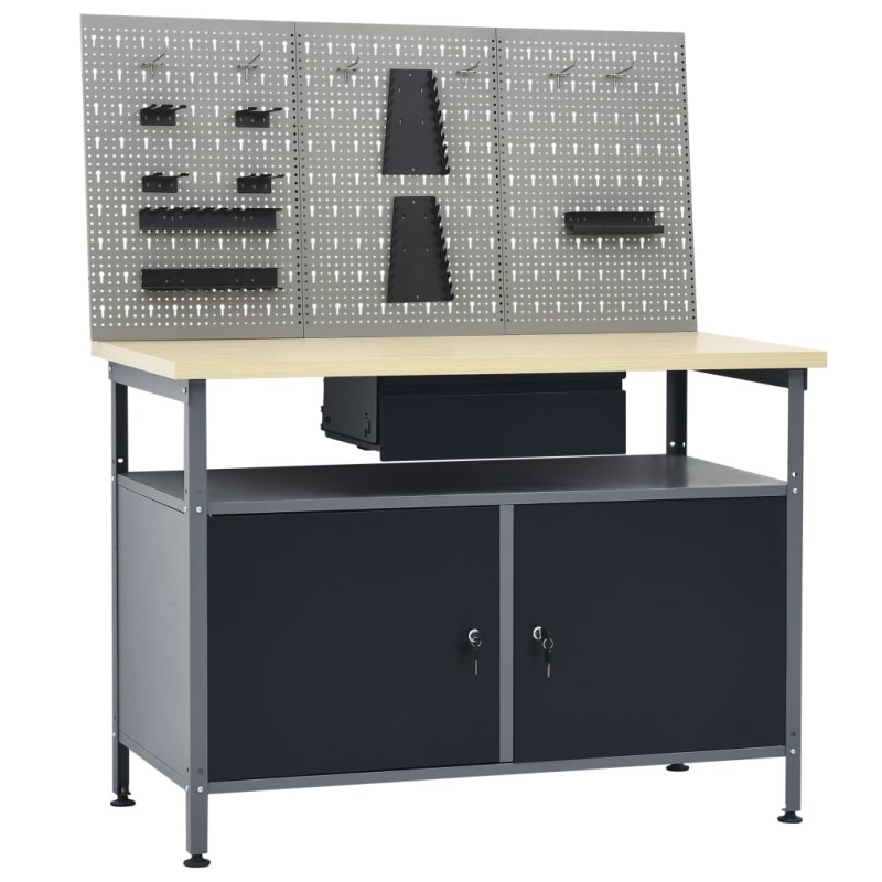 vidaXL Banco de trabajo con tres paneles de pared vidaXL Banco de trabajo con tres paneles de pared