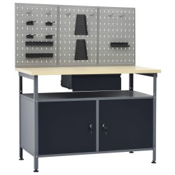 vidaXL Banco de trabajo con tres paneles de pared