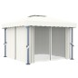 vidaXL Cenador con cortina blanco crema aluminio 3x3 m vidaXL Cenador con cortina blanco crema aluminio 3x3 m