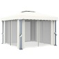 vidaXL Cenador con cortina blanco crema aluminio 3x3 m vidaXL Cenador con cortina blanco crema aluminio 3x3 m