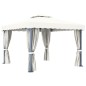 vidaXL Cenador con cortina blanco crema aluminio 3x3 m vidaXL Cenador con cortina blanco crema aluminio 3x3 m