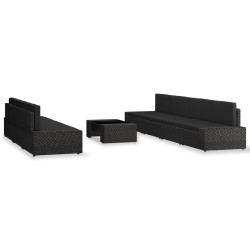 vidaXL Juego de muebles de jardín 8 piezas ratán sintético negro