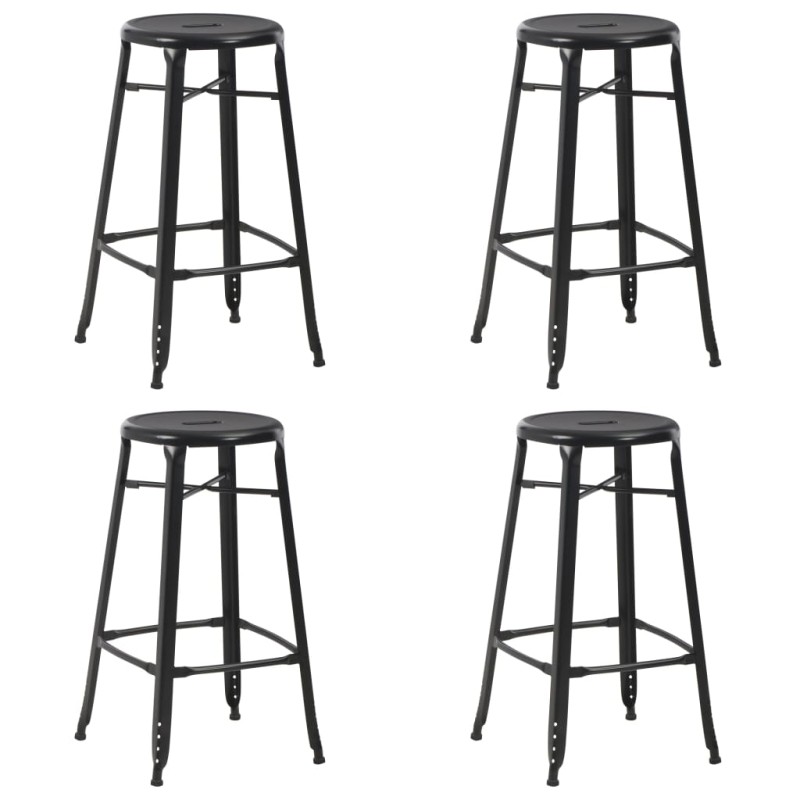 vidaXL Taburetes de cocina 4 unidades acero negro vidaXL Taburetes de cocina 4 unidades acero negro