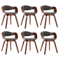 vidaXL Sillas de comedor 6 unidades madera curvada y tela gris