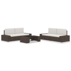 vidaXL Juego de muebles de jardín 5 piezas ratán sintético marrón