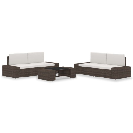 vidaXL Juego de muebles de jardín 5 piezas ratán sintético marrón