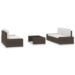 vidaXL Juego de muebles de jardín 5 piezas ratán sintético marrón