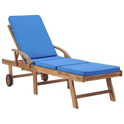 vidaXL Tumbonas con cojín 2 uds madera maciza de teca azul