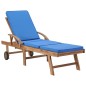 vidaXL Tumbonas con cojín 2 uds madera maciza de teca azul vidaXL Tumbonas con cojín 2 uds madera maciza de teca azul