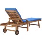vidaXL Tumbonas con cojín 2 uds madera maciza de teca azul vidaXL Tumbonas con cojín 2 uds madera maciza de teca azul