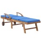 vidaXL Tumbonas con cojín 2 uds madera maciza de teca azul vidaXL Tumbonas con cojín 2 uds madera maciza de teca azul