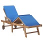 vidaXL Tumbonas con cojín 2 uds madera maciza de teca azul vidaXL Tumbonas con cojín 2 uds madera maciza de teca azul