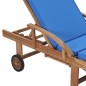 vidaXL Tumbonas con cojín 2 uds madera maciza de teca azul vidaXL Tumbonas con cojín 2 uds madera maciza de teca azul