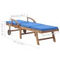 vidaXL Tumbonas con cojín 2 uds madera maciza de teca azul vidaXL Tumbonas con cojín 2 uds madera maciza de teca azul