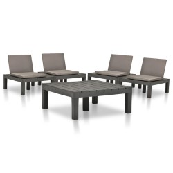 vidaXL Juego de muebles de jardín 5 piezas plástico gris antracita 