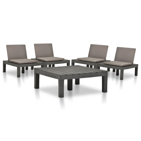 vidaXL Juego de muebles de jardín 5 piezas plástico gris antracita 