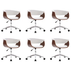 vidaXL Sillas de comedor giratorias 6 uds cuero sintético blanco