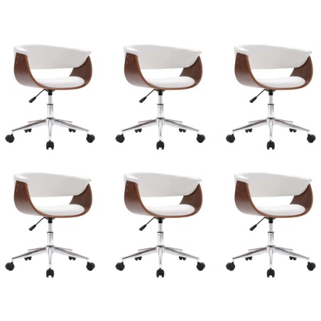 vidaXL Sillas de comedor giratorias 6 uds cuero sintético blanco