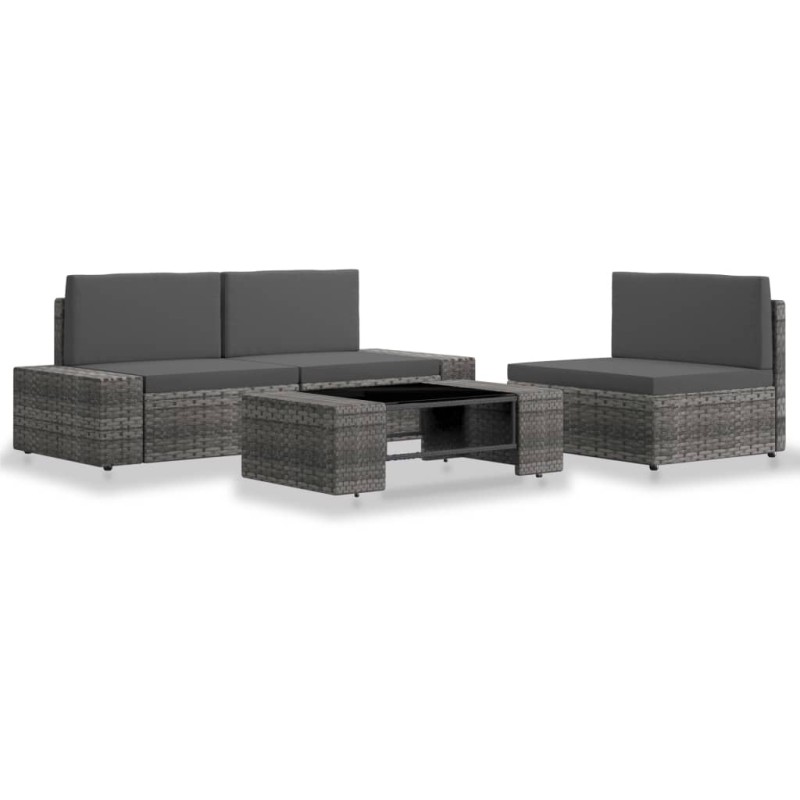 vidaXL Juego de muebles de jardín 4 piezas ratán sintético gris vidaXL Juego de muebles de jardín 4 piezas ratán sintético gris