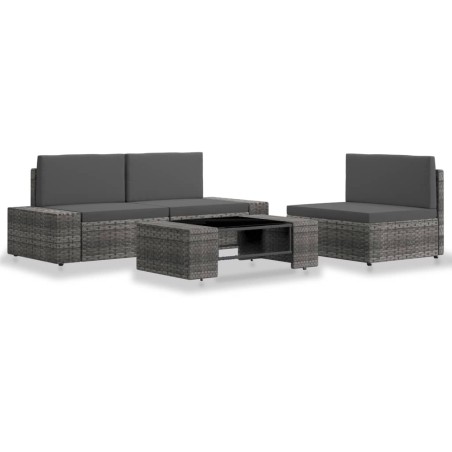 vidaXL Juego de muebles de jardín 4 piezas ratán sintético gris