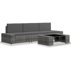 vidaXL Juego de muebles de jardín 4 piezas ratán sintético gris