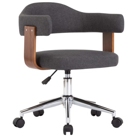 vidaXL Silla de oficina giratoria de madera curvada y tela gris 