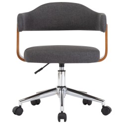 vidaXL Silla de oficina giratoria de madera curvada y tela gris 