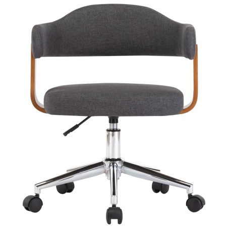 vidaXL Silla de oficina giratoria de madera curvada y tela gris 