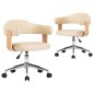 vidaXL Sillas de comedor giratorias 2 uds cuero sintético color crema vidaXL Sillas de comedor giratorias 2 uds cuero sintético color crema