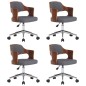 vidaXL Sillas de comedor giratorias 4 uds madera curvada y tela gris vidaXL Sillas de comedor giratorias 4 uds madera curvada y tela gris
