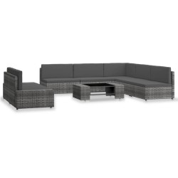 vidaXL Juego de muebles de jardín 7 piezas ratán sintético gris