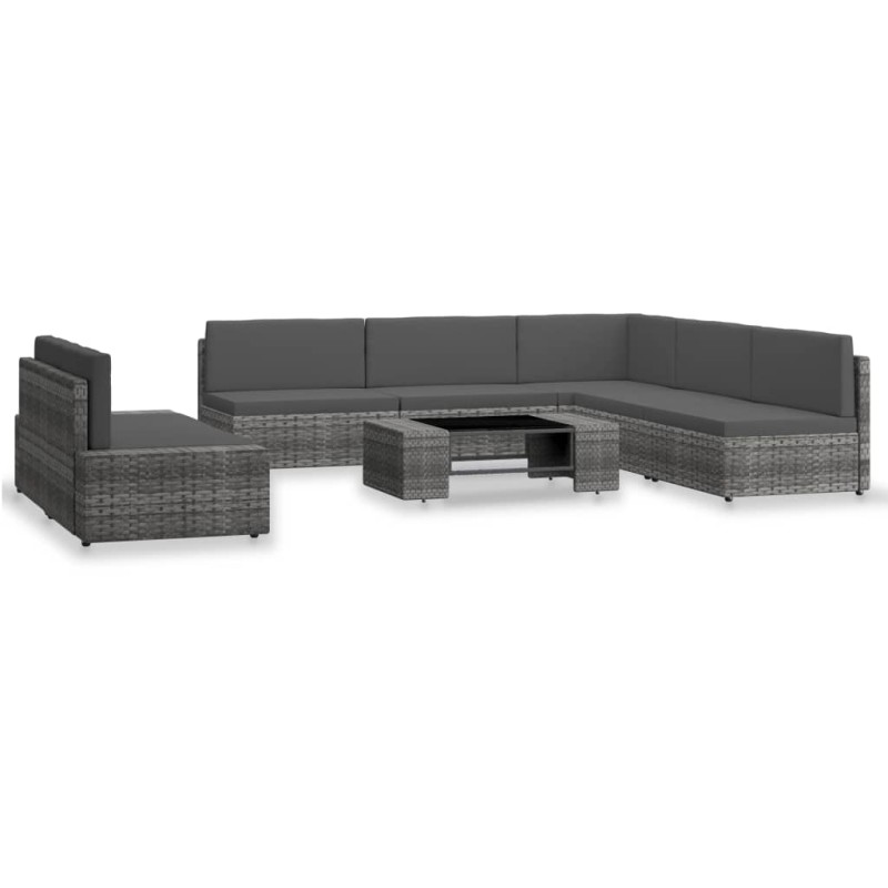 vidaXL Juego de muebles de jardín 7 piezas ratán sintético gris vidaXL Juego de muebles de jardín 7 piezas ratán sintético gris
