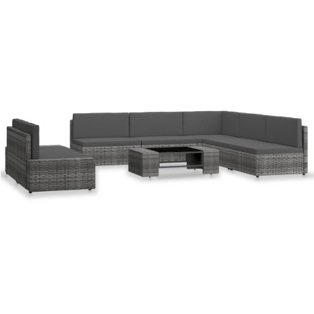 vidaXL Juego de muebles de jardín 7 piezas ratán sintético gris