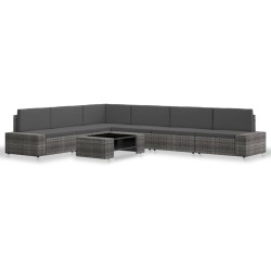 vidaXL Juego de muebles de jardín 7 piezas ratán sintético gris