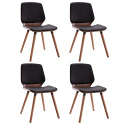 vidaXL Sillas de comedor 4 unidades cuero sintético negro
