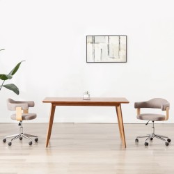 vidaXL Sillas comedor giratorias 2 uds madera curvada tela gris taupe