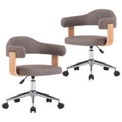 vidaXL Sillas comedor giratorias 2 uds madera curvada tela gris taupe