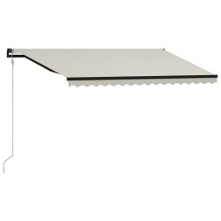 vidaXL Toldo retráctil sensor de viento y LED color crema 400x300 cm