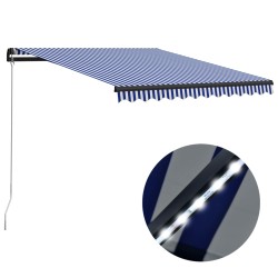 vidaXL Toldo manual retráctil con LED azul y blanco 350x250 cm