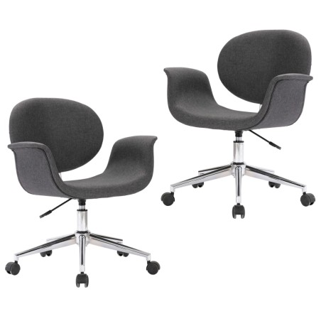 vidaXL Sillas de comedor giratorias 2 unidades tela gris