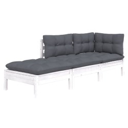vidaXL Muebles de jardín 3 pzas con cojines madera maciza de pino