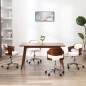 vidaXL Sillas de comedor giratorias 4 uds madera curvada cuero blanco
