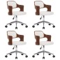 vidaXL Sillas de comedor giratorias 4 uds madera curvada cuero blanco