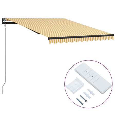 vidaXL Toldo automático retráctil amarillo y blanco 300x250 cm